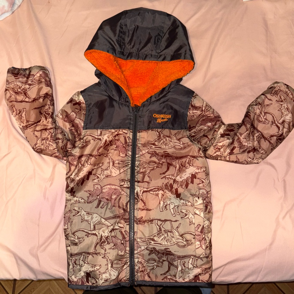 OshKosh B'gosh Dinosaur Patterned Jacket with Orange Lining